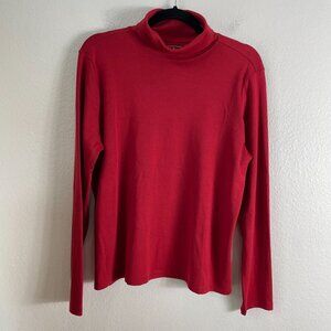 LL Bean Womens Large Red 100% Supima Cotton Long Sleeve Turtleneck Top Shirt